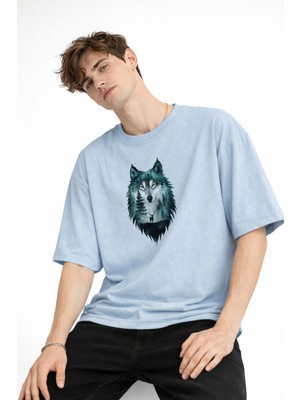 Mooien Wolf - Oversize Erkek Tişört Bebek Mavisi