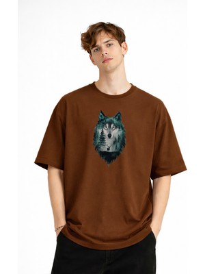 Mooien Wolf - Oversize Erkek Tişört Kahve
