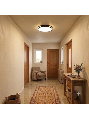 ADOĞAN Vista Modern Siyah Yuvarlak Uzaktan Kumandalı Dimmerli 3 Renk Ledli Plafonyer Avize