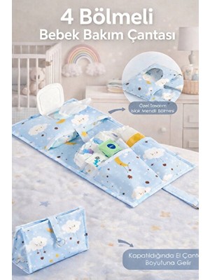 Ravéon Bebek Bakım Çantası Mavi Seyahat Bebek Alt Bakım Çantası, Pratik Organizer ve Hafif Tasarım
