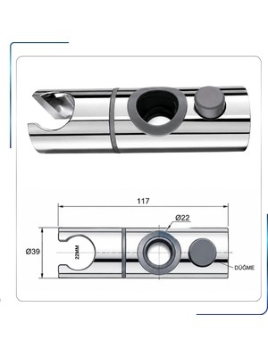 Artema A3374801YP Oynar Askı A3348601 Kolon Duş 22MM