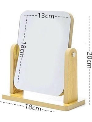 Astraltech Gaman Masaüstü Standlı Makyaj Aynası 18X13CM Masaüstü Ayna Ahşap Tasarım Ayna
