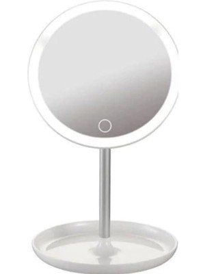 Astraltech Zauss Dokunmatik LED Işıklı USB Li Yuvarlak Masa Üstü Makyaj Aynası Makyaj Aynası Ledli