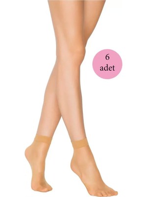 Ava Style 6 Adet Fit 15 Soket Ince Parlak Kısa Çorap Ten Ava