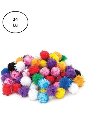Royaleks Group Puti Pom Pom Karışık Metalik 10MM-20MM-30 mm 24'lü