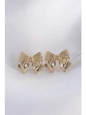 Aesco Pirinç Gold Renk Fiyonk Küpe 5886