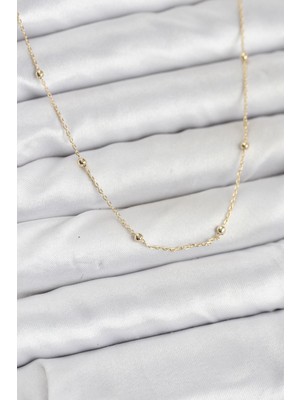 Aesco cm 14K Gold Renk Minik Top Zincirli Kadın Kolye 5886