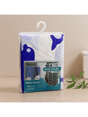 Gees Global Çift Kanat Polyester Banyo Perdesi 2'li 180X110 cm (12 Halkalı)
