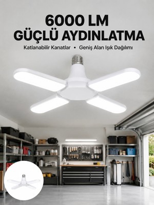 Eco Lounge Enerji Tasarruflu LED Ampül 60 Watt 4 Kollu Beyaz Işık Yeni Nesil