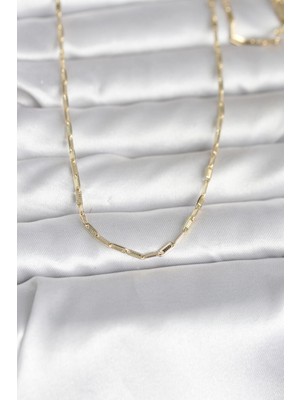 Aesco cm 14K Gold Renk Ince Ataç Zincir Model 60 cm Kadın Kolye 5886