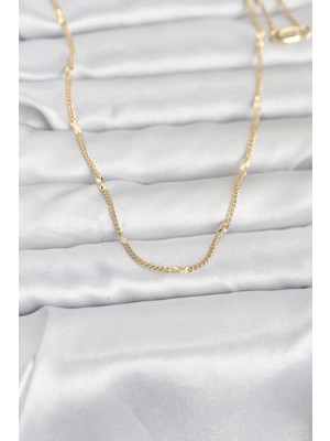 Aesco cm 14K Gold Renk Lazer Puntalı Model 60 cm Kadın Kolye 5886
