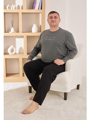 Pijamoni Erkek Battal Bisiklet Yaka Penye Uzun Kol  Pijama Takımı 6700/3 - 1 Adet