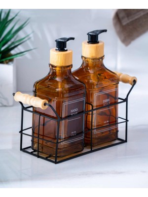 On Dekor Louvre Metal Standlı 2'li Sıvı Sabunluk - 500 ml