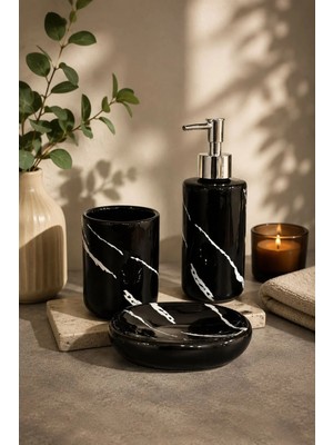 3 Parça Nero Line Black Banyo Seti