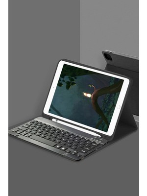 Mudanis Samsung Galaxy X200 Tab A8 10.5 Kılıf KC01 Smart Klavyeli Tablet Kılıfı - Siyah