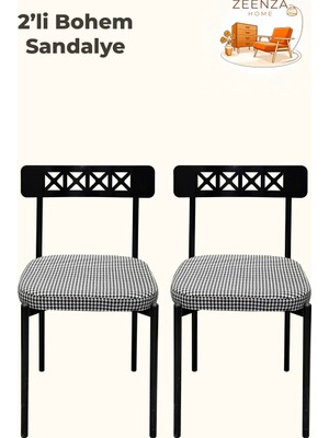 Empressco Zeenza Home Cross Kazayağı Desenli Metal Sandalye 2'li