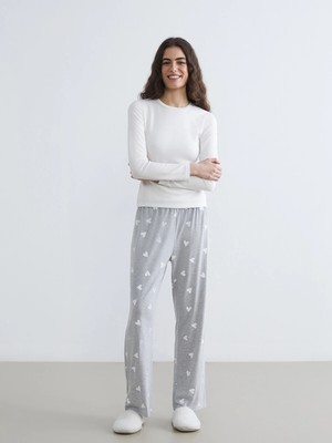 Lc Waikiki Yeni Sezon Beli Lastikli Kalp Baskılı Kadın Pijama Altı