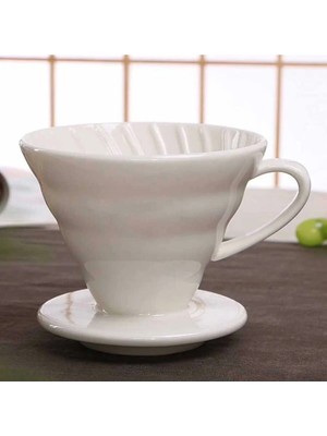 Empressco Seramik V60 Dripper | Filtre Kahve Demleme Ekipmanı Beyaz