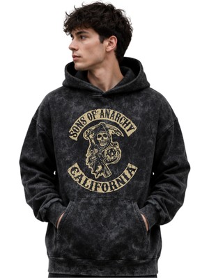 Sevbano Sons Of Anarchy Dizi Baskılı Unisex Oversize Premium Yıkamalı Hoodie Sweatshirt