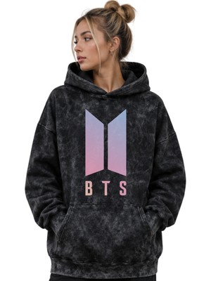 Sevbano Bts Müzik Grubu Baskılı Unisex Oversize Premium Yıkamalı Hoodie Sweatshirt