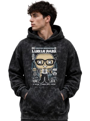 Sevbano Linkin Park Rock Metal Müzik Grubu Baskılı Unisex Oversize Premium Yıkamalı Hoodie Sweatshirt