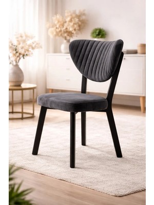 Empressco Elma Sandalye Modern Kadife Kapitone Sırtlı Mutfak Yemek Odası Balkon Kafe Sandalyesi 85 cm