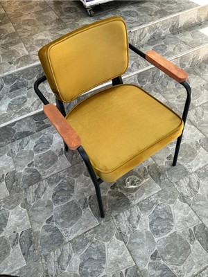 Empressco Cafe Sandalye Ahşap Kollu Sandalye Sarı Sandalye 1 Adet