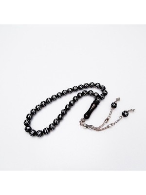 Mabelme Store Blackcraft Oltu Taşı Sekizli Çapraz Bafon Işlemeli Tespih