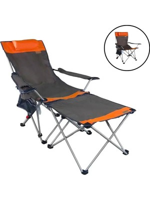 Empressco Katlanır Kamp Sandalyesi - Şezlong - Madfox Prowler - 3 Kademeli - Kahve/turuncu - Taşıma Çantalı