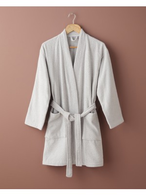 English Home Cotton Line Pamuk Bornoz S-M Açık Gri