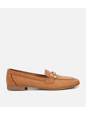 Hotiç 01AYY323720A370 KADIN Taba Süet Toka Detaylı Günlük Loafer