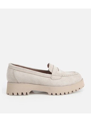 Hotiç 01AYY323650A310 KADIN Bej Süet Kalın Tabanlı Günlük Loafer
