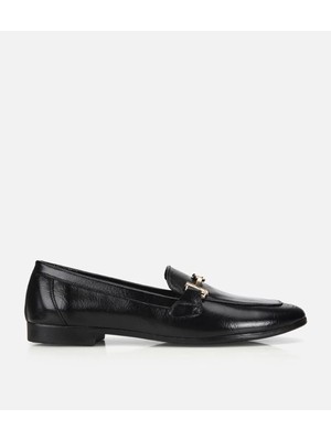 Hotiç 01AYY323740A100 KADIN Siyah Rugan Gold Tokalı  Loafer