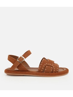 Hotiç 01SAH328090A370 KADIN Süet Deri Taba Yumuşak Dokulu Comfort Düz Sandalet
