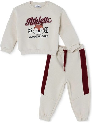 Hellobaby Erkek Bebek Eşofman Takımı Hayvan Baskılı Fermuarlı Bisiklet Yaka Long Sleeve Ribanalı