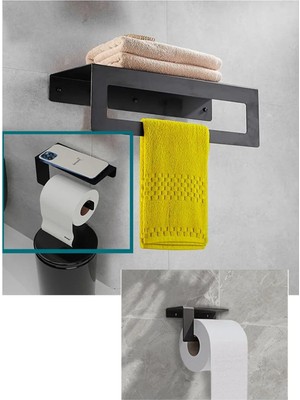 Empressco Home 2’li Set Metal Banyo Havlu Askılığı ve Tuvalet Kağıdı Askılığı Takım