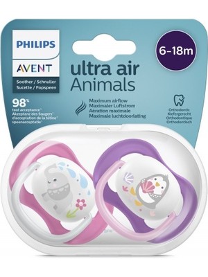 Philips Avent Ultra Air Animals 2li Desenli Emzik 6-18 Ay - Kız