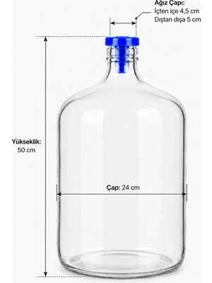 AdGaz Cam Damacana 15 Litre Koruma Sepetli Yaylı Kapaklı