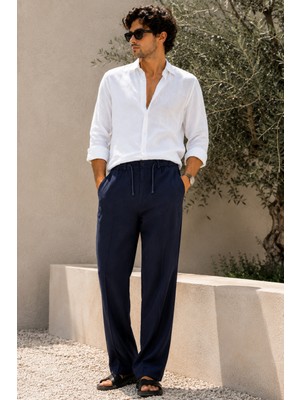 Etikmen Erkek Lacivert Relax Fit Bağcıklı Baggy Pantolon