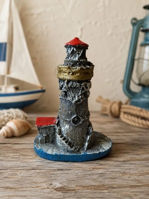 Hureggo Vintage Dekoratif Eskitme Deniz Feneri Mini Biblo - 10 cm