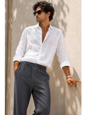 Etikmen Erkek Füme Relax Fit Bağcıklı Baggy Pantolon