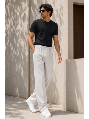 Etikmen Erkek Taş Gri Relax Fit Bağcıklı Baggy Pantolon