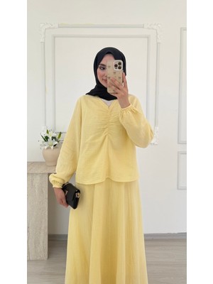 Salisburys Molly Nelly Kadın Yaka Büzgülü Etekli Muslin Takım
