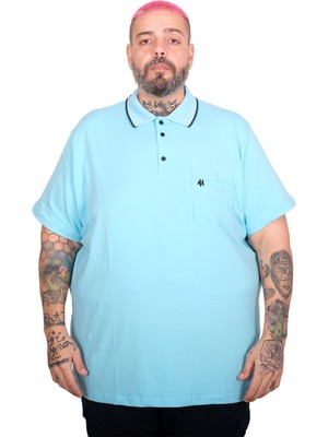 ModeXL Mode Xl Büyük Beden Erkek Likralı Süprem Cepli Polo Yaka T-Shirt 21558 Turkuaz