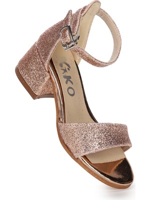 Kiko Kids Kiko 769 Kum Simli Günlük Kız Çocuk 3 cm Topuk Sandalet Ayakkabı Bakır