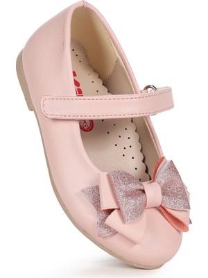 Kiko Kids Silvery Cilt Cırtlı Kum Sim Fiyonklu Kız Çocuk Babet Ayakkabı