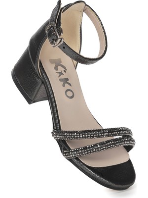 Kiko Kids Sarer Vakko Taşlı Kız Çocuk 3 Cm Topuklu Sandalet Abiye Ayakkabı