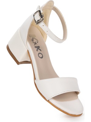 Kiko Kids Sheila Cilt Günlük Kız Çocuk 4 Cm Topuklu Sandalet Abiye Ayakkabı