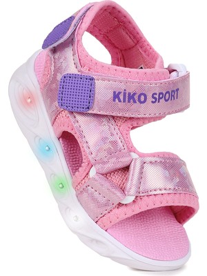 Kiko Kids Kivu  Hologram Işıklı Kız Çocuk Cırtlı Sandalet Ayakkabı