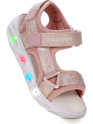 Kiko Kids Kivu  Hologram Işıklı Kız Çocuk Cırtlı Sandalet Ayakkabı